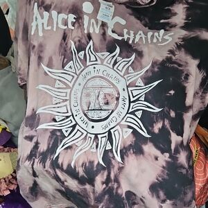 Alice In Chains Tie-Dye Graphic Tee - PURPLE & Black